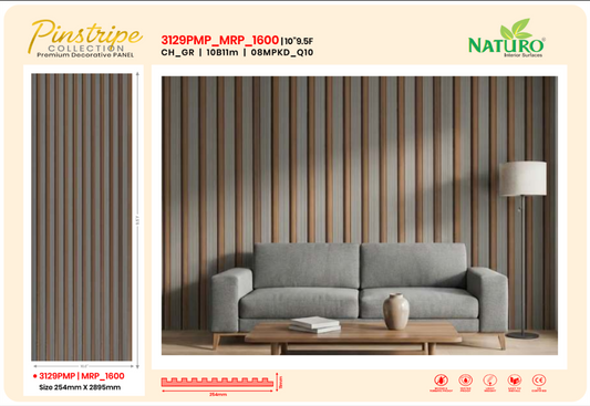 Naturo Surfaces 10 Inch B Charcoal Wall Panel in Grey of 11mm thickness (3129PMP)