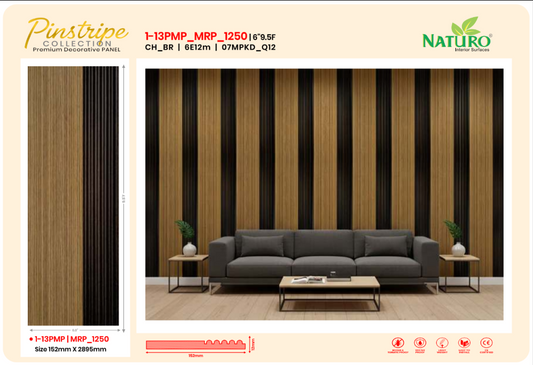 Naturo Surfaces 6 Inch E decorative charcoal wall panel for interior room and home applications in brown with 12mm thickness (1-13PMP)