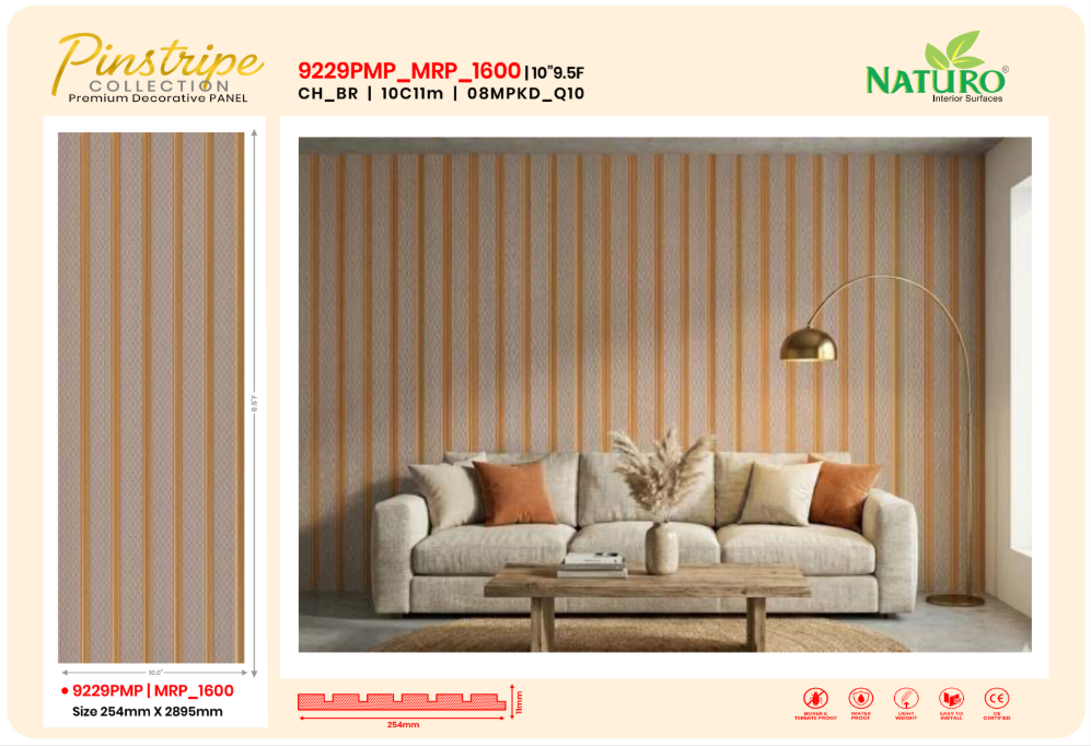 Naturo Surfaces 10C Charcoal Wall Panel in Brown of 11mm thickness (9229PMP)