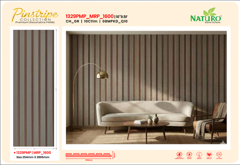 Naturo Surfaces 10C Charcoal Wall Panel in Grey of 11mm thickness (1329PMP)