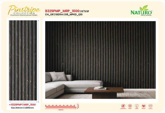 Naturo Surfaces 10D Charcoal Wall Panel in White of 11mm thickness (8329PMP)