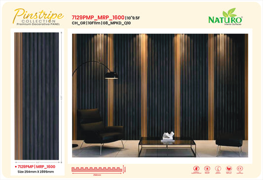 Naturo Surfaces 10D Charcoal Wall Panel in White of 11mm thickness (7129PMP)