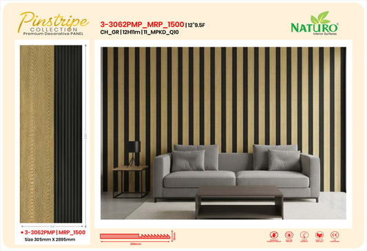 Naturo Surfaces 12H Charcoal Wall Panel in Grey of 11mm thickness (3-3062PMP)