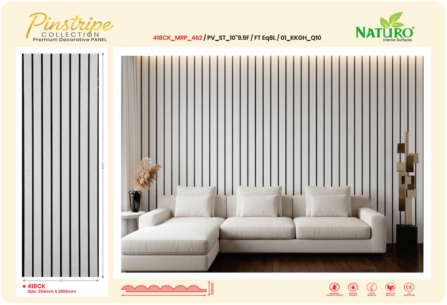 Flutted Symmetrical PVC Panels (FT_Eq)